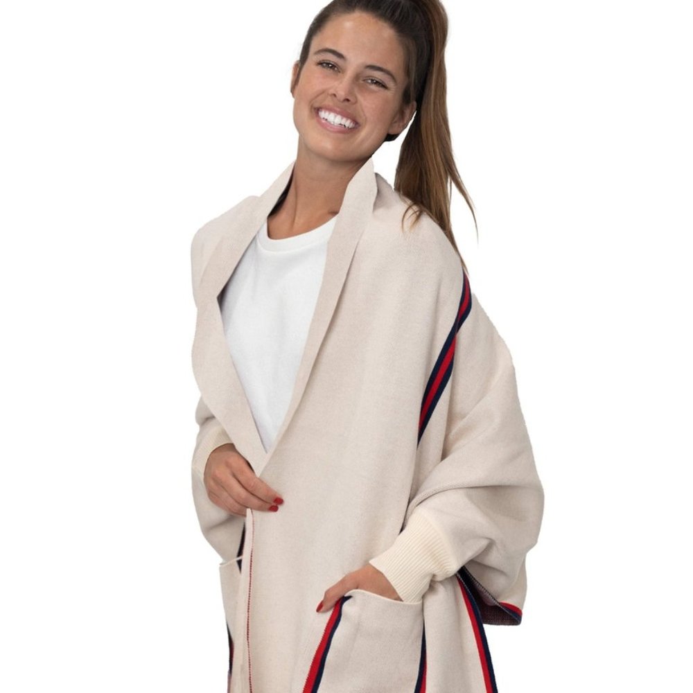 Sleeved Wrap with Pockets - Oatmeal NWT